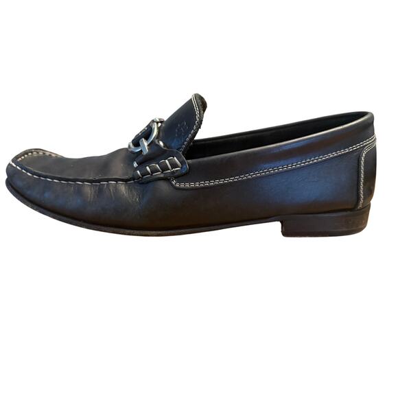 Donald J Pliner Bit Buckle Leather Loafers Men’s 11.5 Black Dress Driving Shoes - Picture 1 of 8